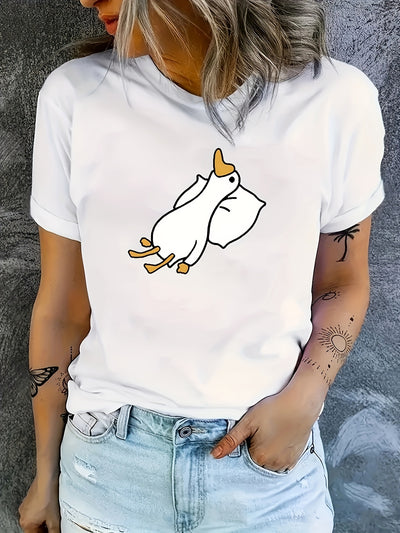 Cute Quackers: Fashionable Women's Casual Sports T-Shirt featuring Adorable Duck Graphics