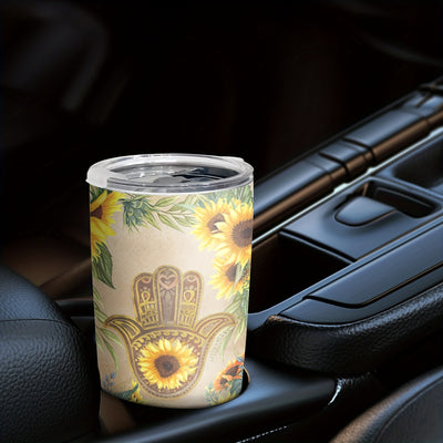 Stylish and Insulated: 20oz Sunflower Design Tumbler - Perfect Stainless Steel Travel Coffee Mug with Lid; Ideal Sunflower-Themed Gifts for Women and Moms!