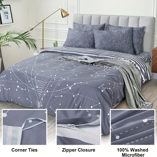 Modern Geometric Pattern Duvet Cover Set: Stylish and Comfortable Bedding for Your Bedroom or Guest Room - Includes 1 Duvet Cover and 1/2 Pillowcase (Core Not Included)