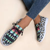 Stylish Leopard & Ethnic Print Canvas Shoes for Women - Comfortable Lace-Up Casual Sports Shoes for Low-Impact Walking