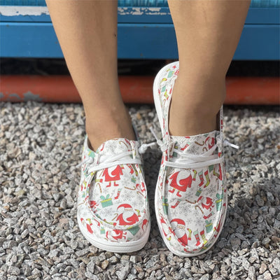 Festive Footwear: Women's Santa Claus Print Shoes - Casual, Comfortable, and Chic Christmas Fashion