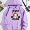 The Jesus Pattern Hoodie: Stay Warm and Stylish in this Casual Drawstring Hooded Sweatshirt for Winter/Fall Women's Clothing