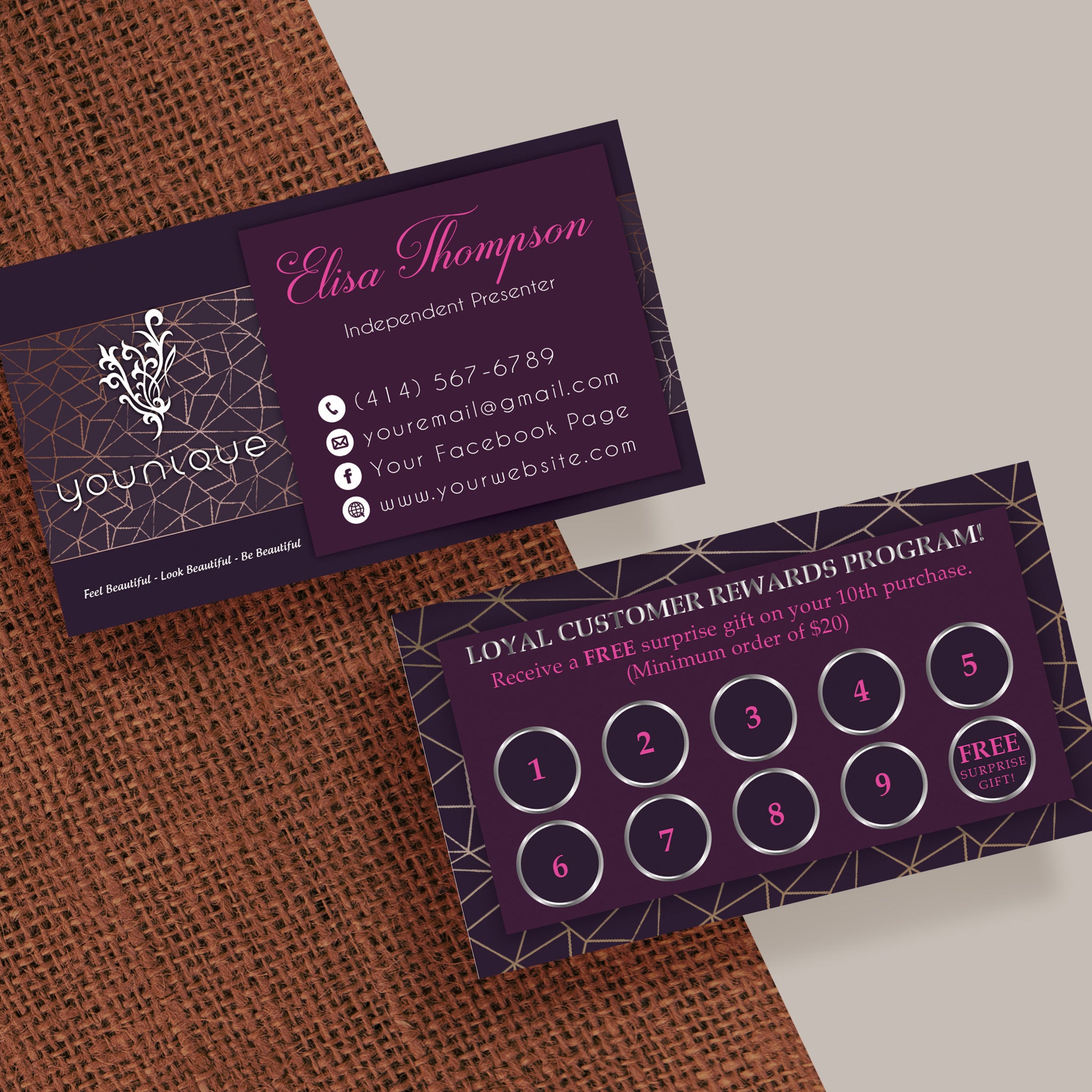Personalized Younique Loyalty Card, Younique Business Cards YQ11